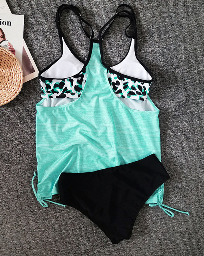 Leopard Print Plain Tankini