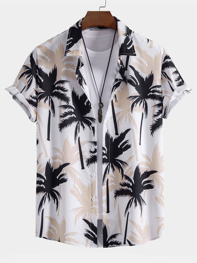 Palm Tree Print Button Up Shirt & Swim Shorts