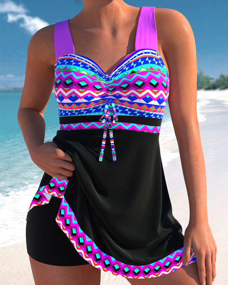 Teodora - Swimsuit with Laces and Striped Print