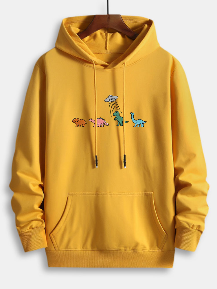 Cartoon Dinosaur Print Cotton Hoodie