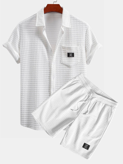 Short Sleeve Waffle Shirt & Waffle Drawstring Shorts