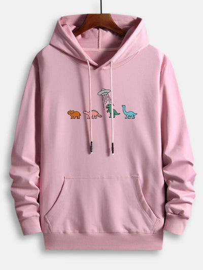 Cartoon Dinosaur Print Cotton Hoodie