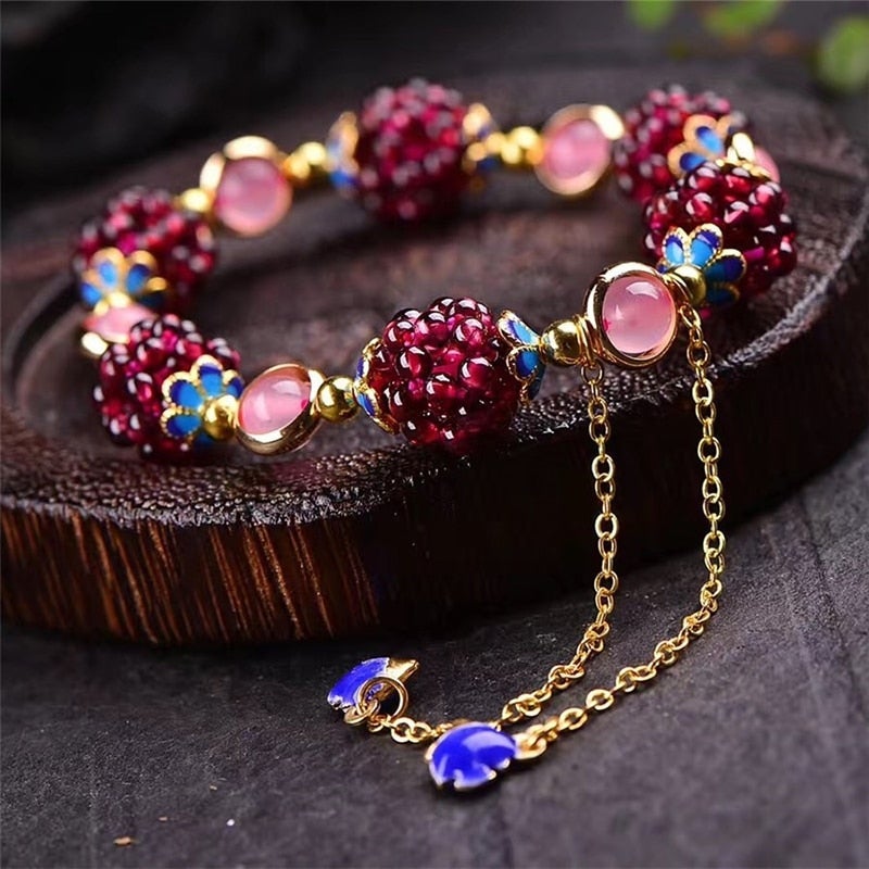 Berry Stone Bracelet with Charms