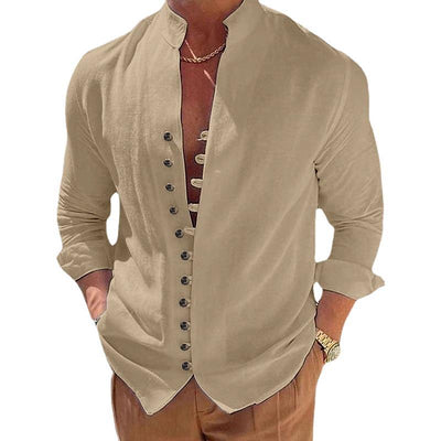 Gabriel™ - Cotton and Linen Retro Long Sleeve Shirt