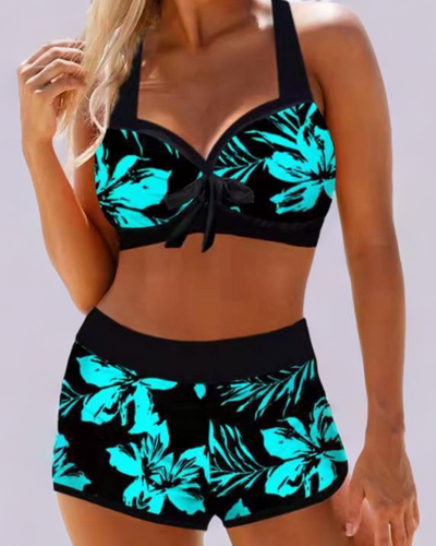 High-Waisted Swimsuit with Floral Print