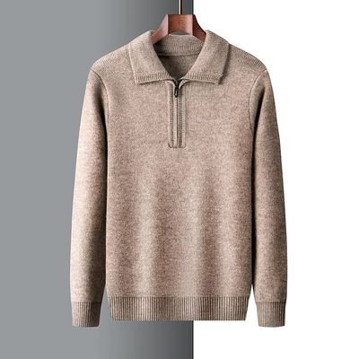 Isaac™ - Soft Warm Cashmere Quarter Zip Sweater