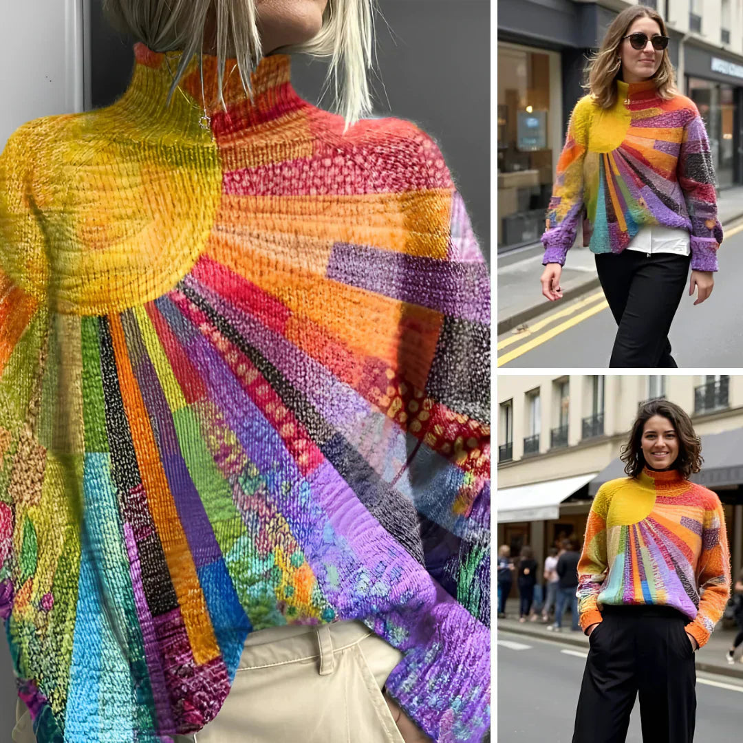 Édith | Patchwork Turtleneck Jumper Bright Sun