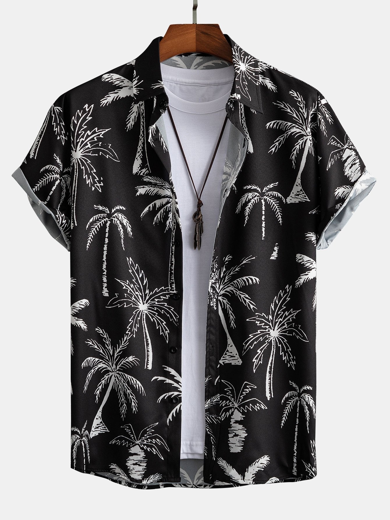 Palm Tree Print Button Up Shirt & Swim Shorts