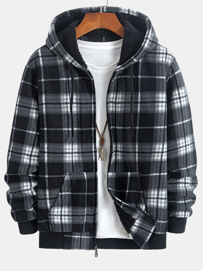 Teddy Fleece Lined Flannel Plaid Hoodie