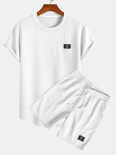 Short Sleeve Waffle Arc Hem T-Shirt & Shorts