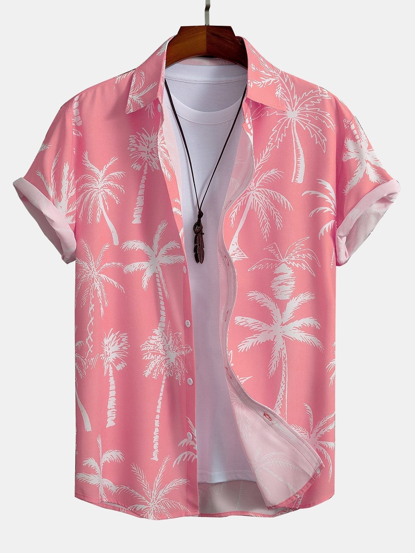 Palm Tree Print Button Up Shirt & Swim Shorts