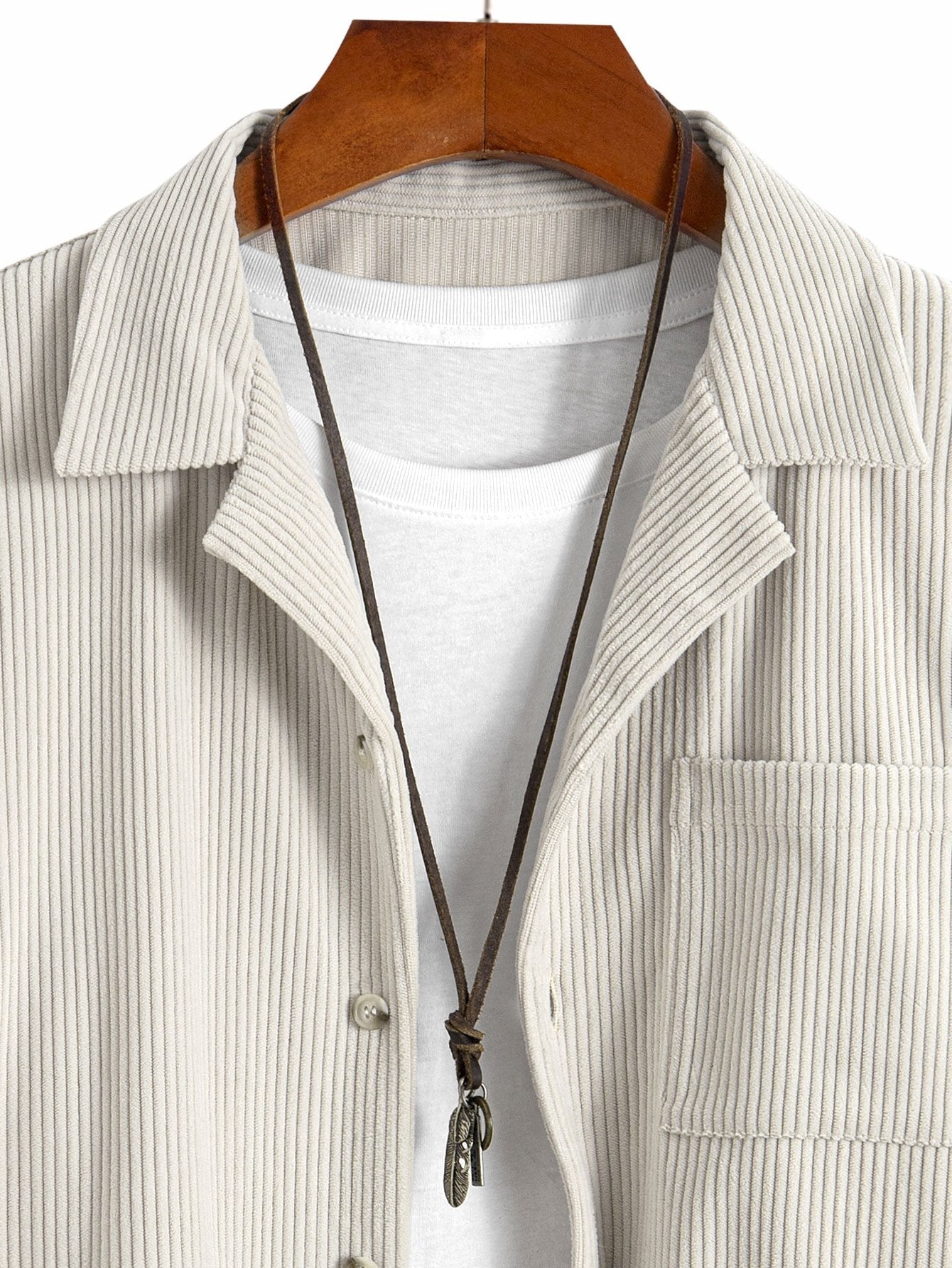 Long Sleeve Corduroy Cuban Collar Shirt