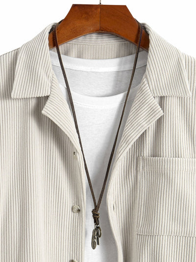 Long Sleeve Corduroy Cuban Collar Shirt