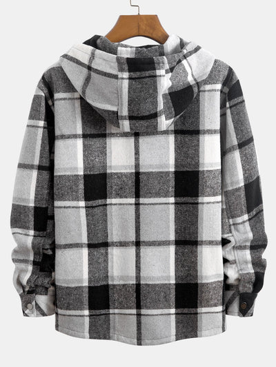 Teddy Lined Flannel Plaid Hooded Shirt