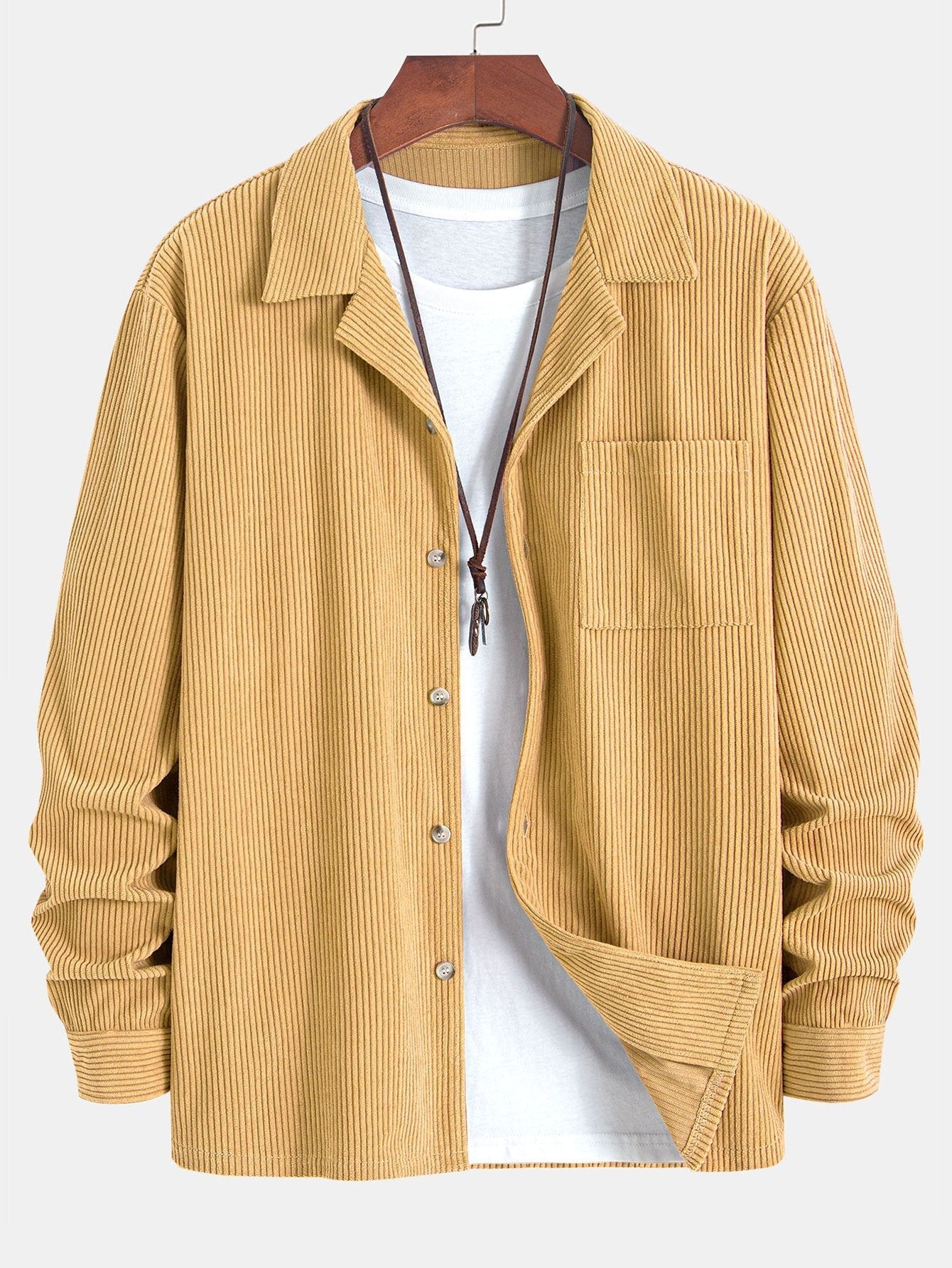 Long Sleeve Corduroy Cuban Collar Shirt