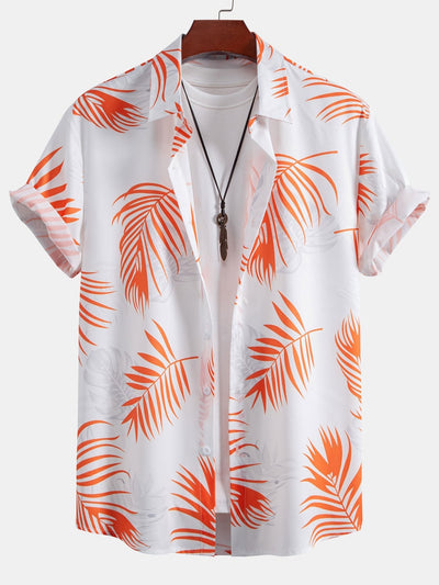 Leaf Print Button Up Shirt & Swim Shorts