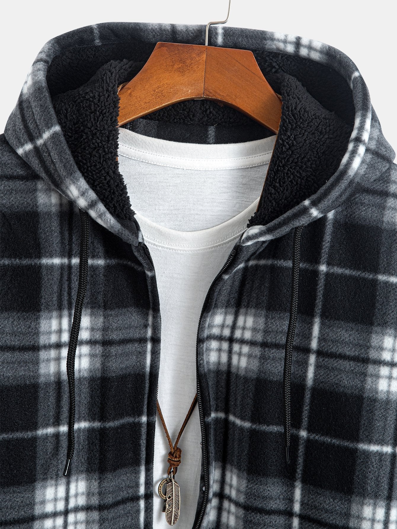 Teddy Fleece Lined Flannel Plaid Hoodie