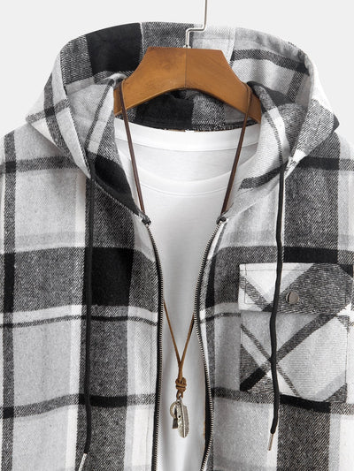 Teddy Lined Flannel Plaid Hooded Shirt