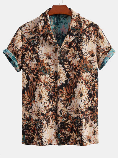 Painted Floral Jacquard Cuban Shirt & Shorts