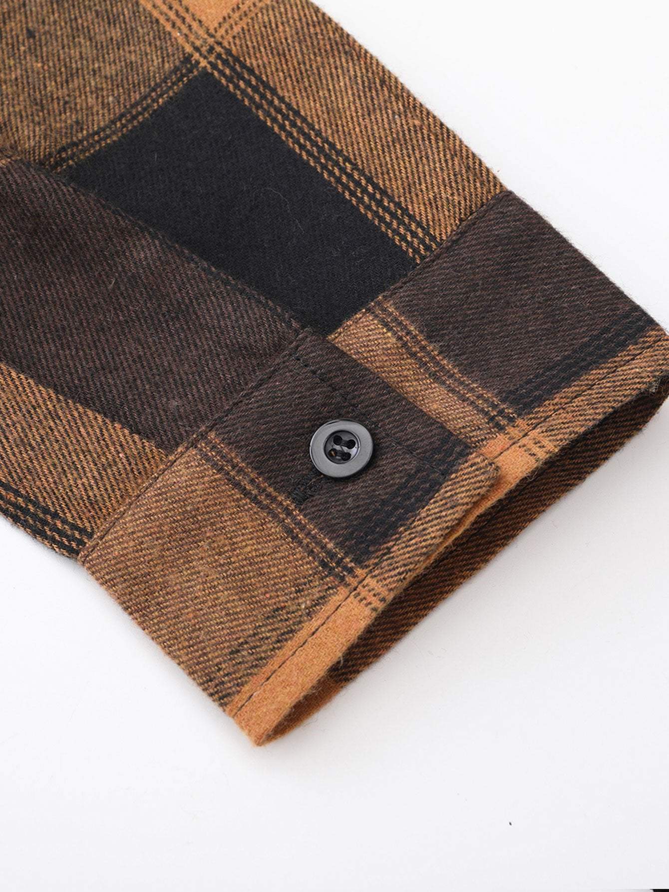 Relax Fit Plaid Corduroy Panel Hooded Shirt