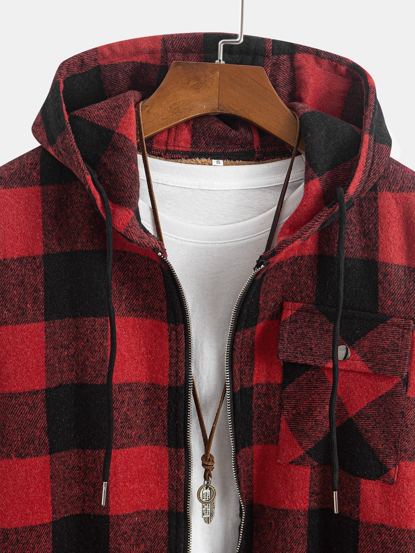 Teddy Lined Flannel Plaid Hooded Shirt