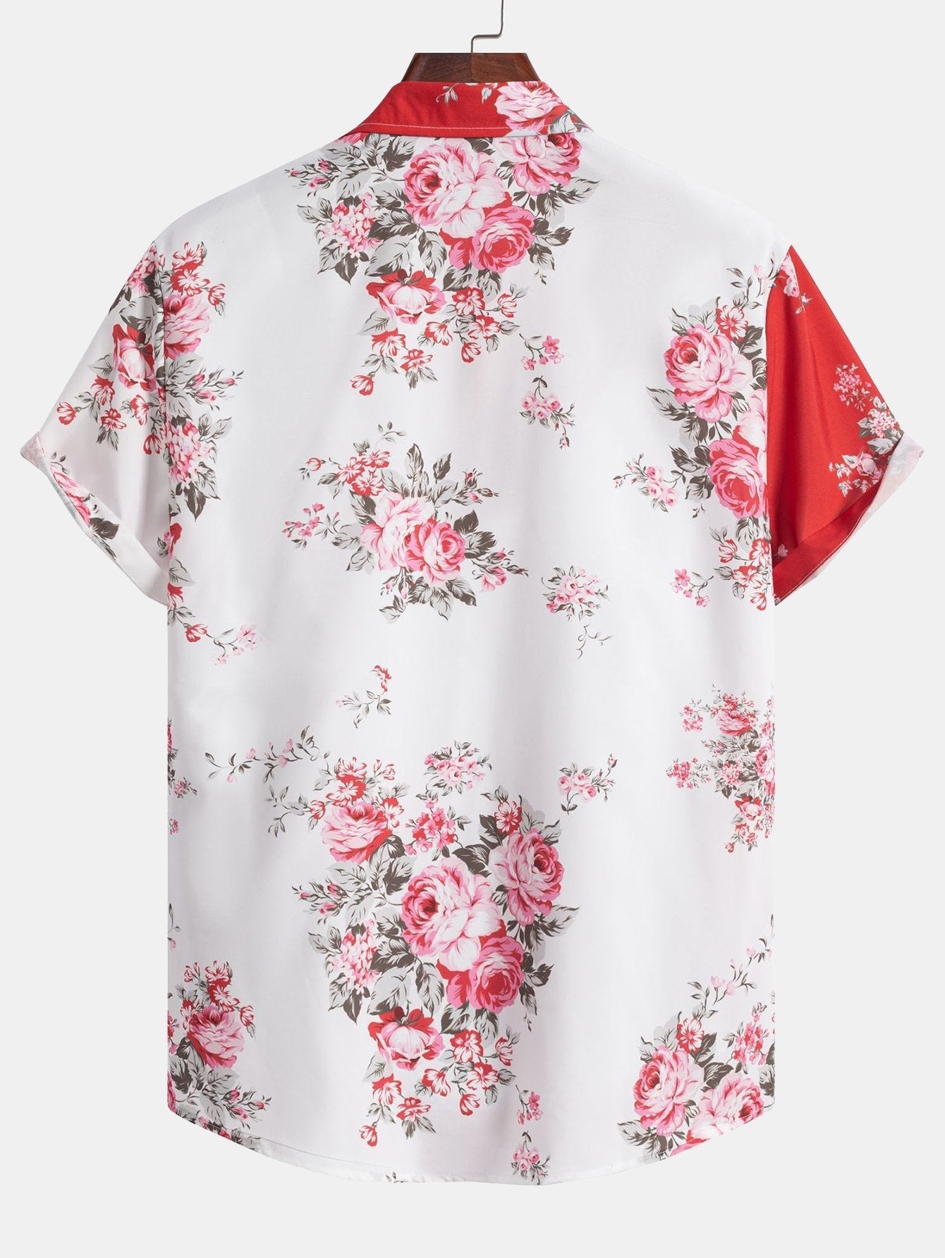 Two Tone Rose Print Button Up Shirt & Swim Shorts