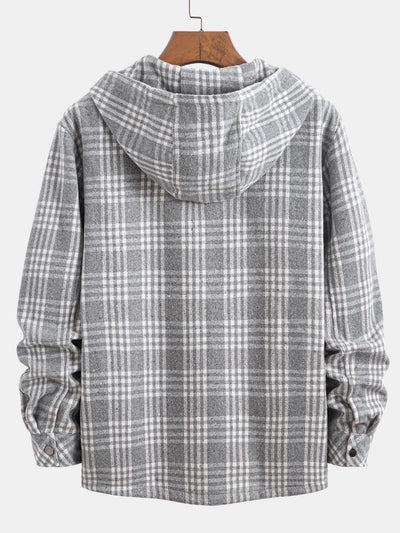 Teddy Lined Flannel Plaid Hooded Shirt