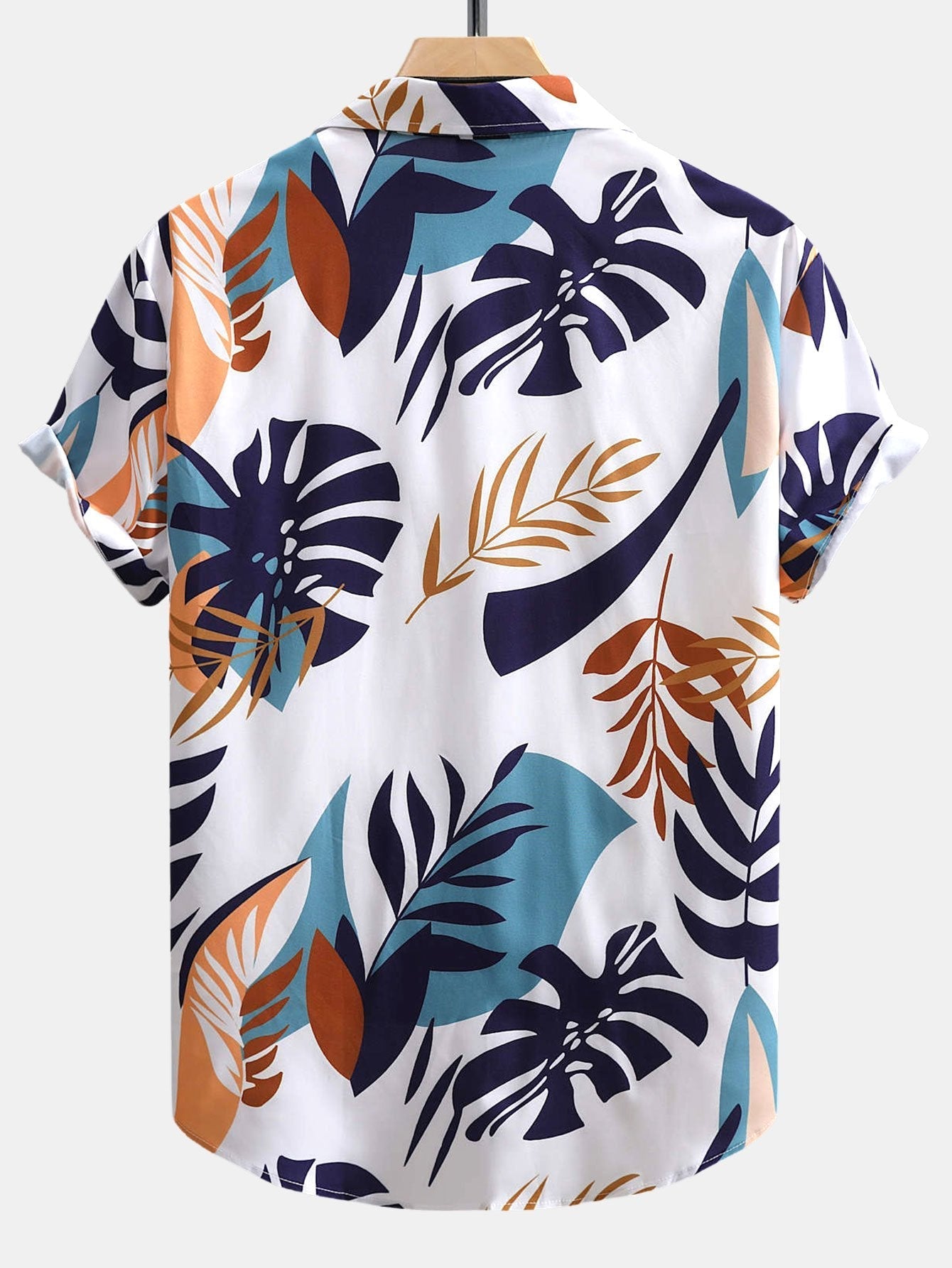 Colorful Leaf Print Button Up Shirt & Swim Shorts