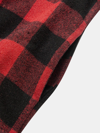 Teddy Lined Flannel Plaid Hooded Shirt