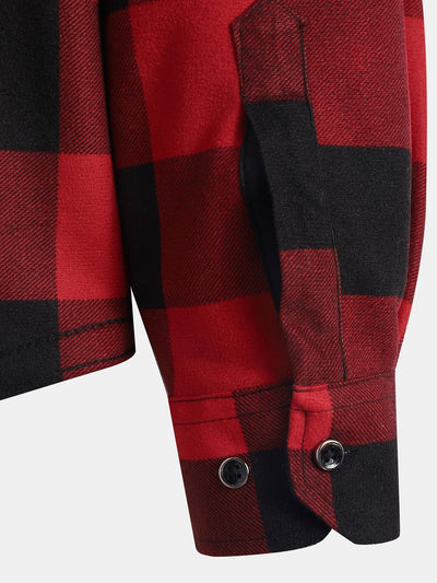 Flannel Fleece Lined Hooded Shirt