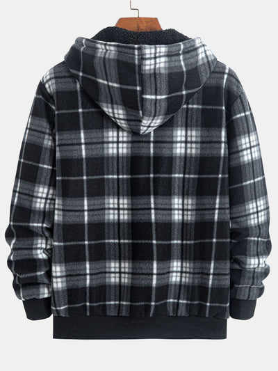 Teddy Fleece Lined Flannel Plaid Hoodie