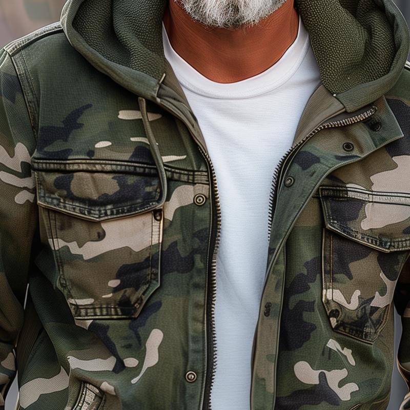 Men’s Military-Style Camouflage Cargo Jacket